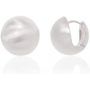 Brushed Silver Ball Earrings | 925 Sterling Silver Plated Huggie Studs